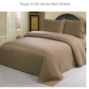 Full Size Taupe Egyptian Flat Fitted Sheet Set